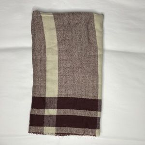 BP Burgundy & Cream Plaid Blanket Scarf